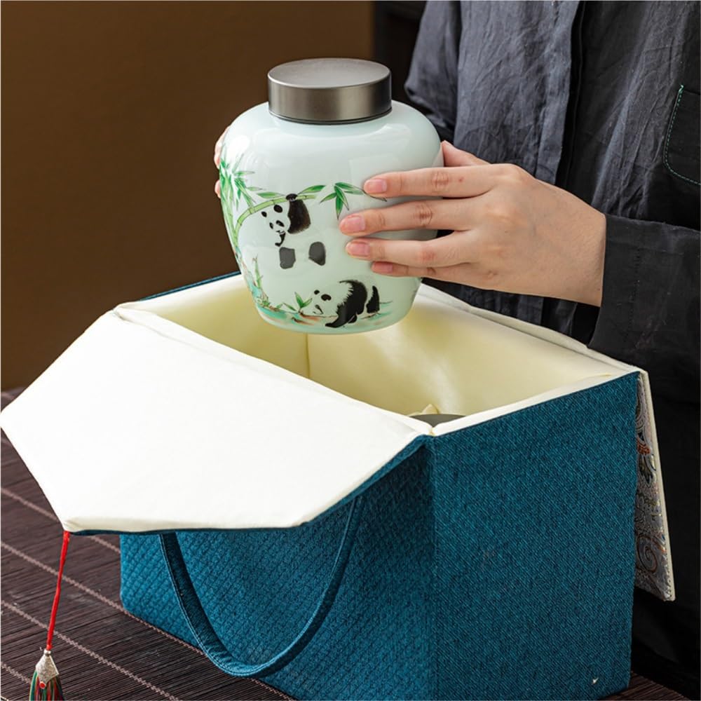 XYNSNDB Pojemnik na herbatę kreatywny Panda pojemnik na herbatę słoik ceramiczny szczelnie zamknięty słoik Retro chiński zestaw herbaty podwójny słoik zestaw pudełek na herbatę puszka na herbatę