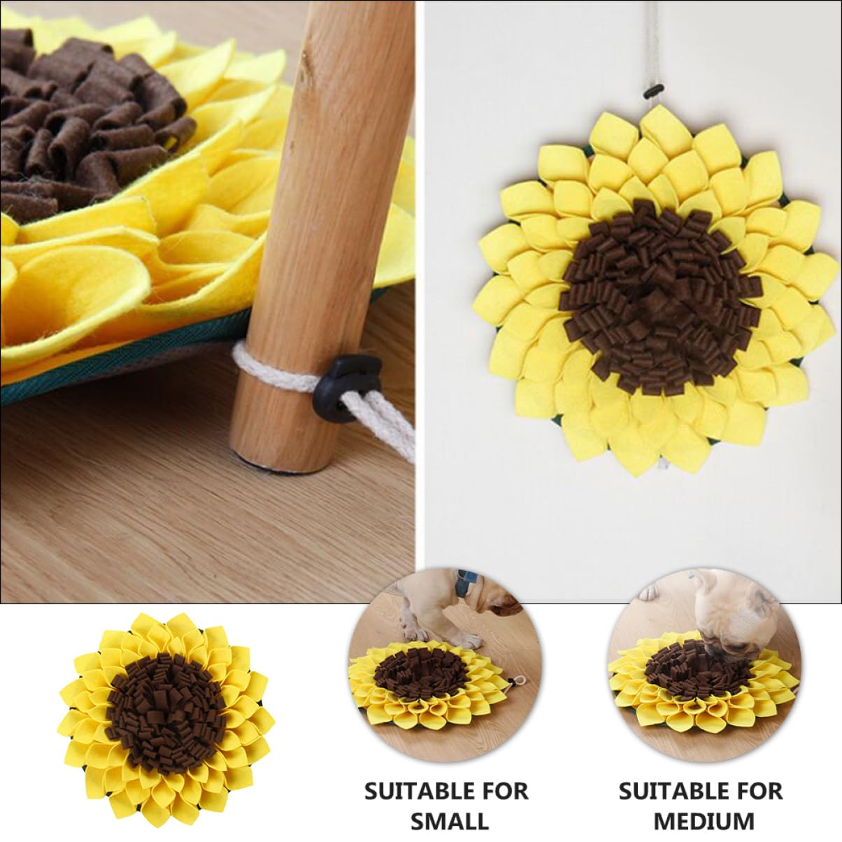 FOMIYES 3piezas Alfombra Olfativa para Mat De Comida Forma De Girasol Entrenamiento y Fieltro El Forrajeo y Reduce El Estrés