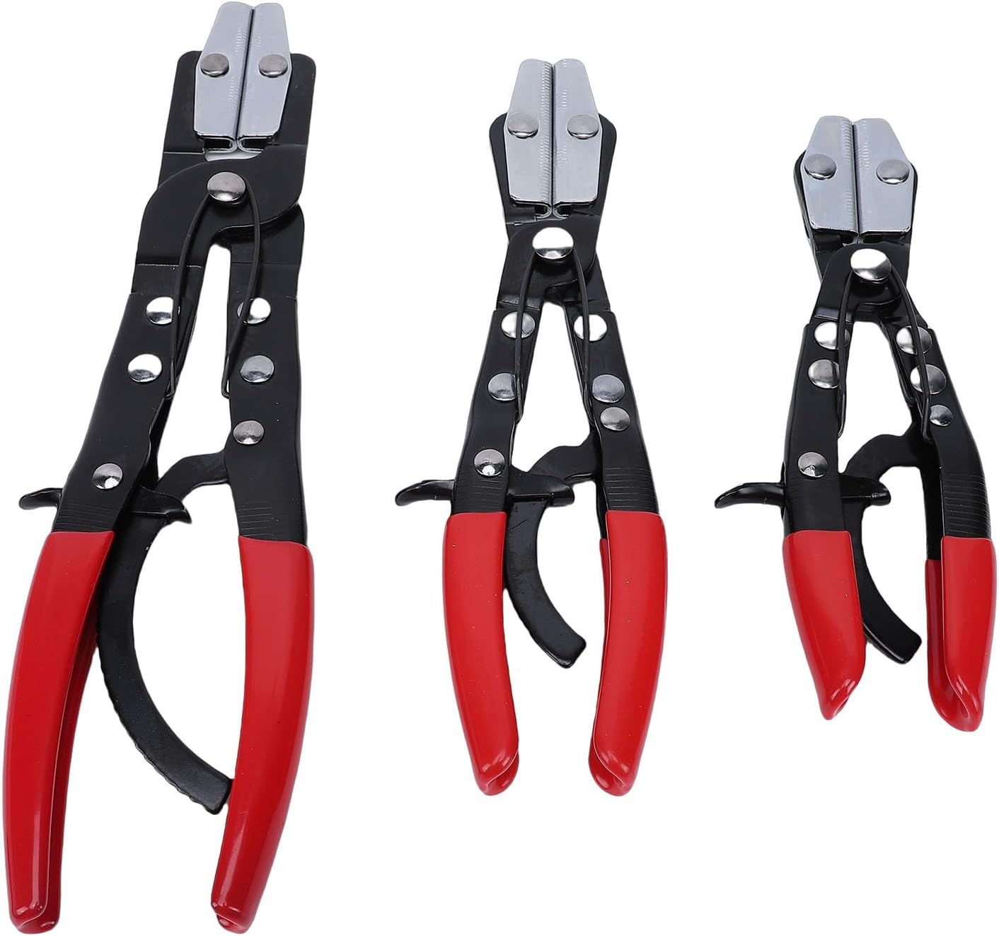 3 Pcs Ratcheting Hose Pinch Pliers, 8 10 12 Inch Locking Hose Pinch Off Pliers, Locking with Bag, Ideal for Heatsink Coolant & Car Fuel Lines Automotive Repair