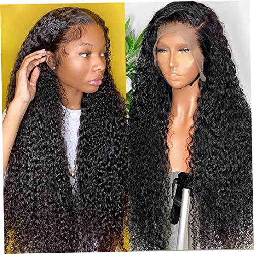 Peluca de onda de agua con cabello para bebés 13x4 Glue sin encaje HD frontal de encaje pre-sailado de 30 pulgadas Virgen brasileña Virgen humana para mujeres negras 180% densidad húmeda y ondulada Cover