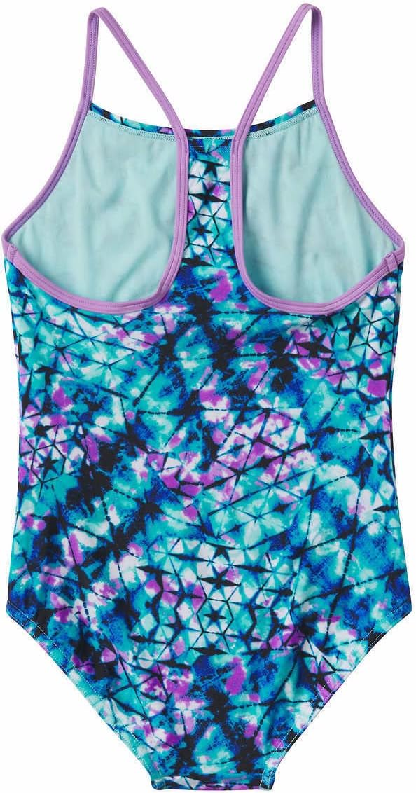 Speedo Girls Thin Strap One Piece Swimsuit (US, Alpha, X-Large, Regular, Deep Aqua/Purple)