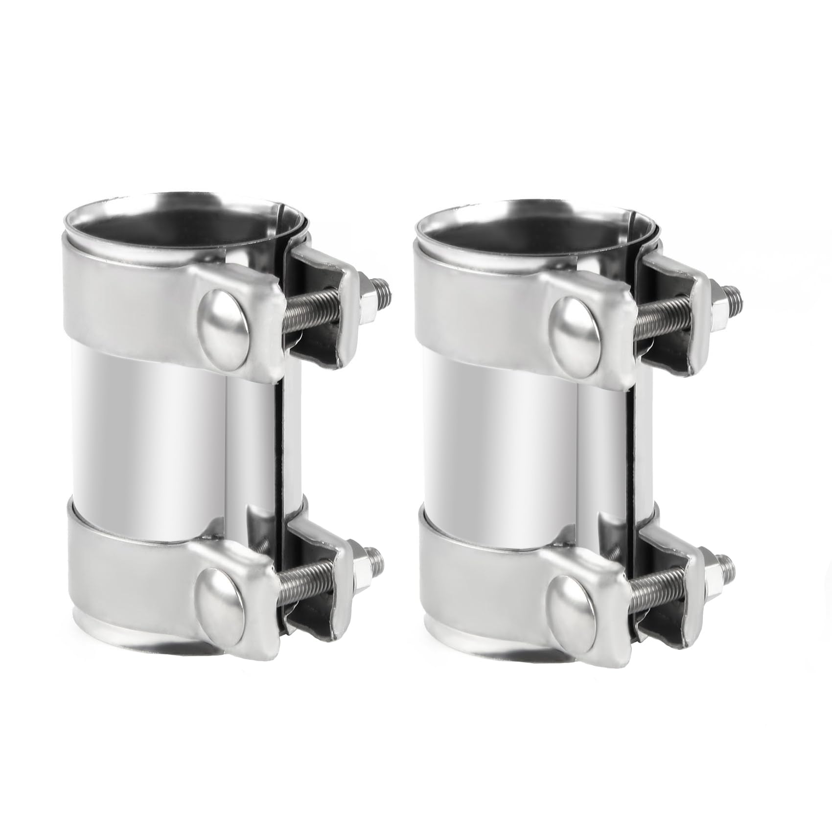 DOCAS Ø 64 mm x 95 mm longueur Collier inoxydable d'échappement de Universal,Collier de Serrage Double pour Raccords de Pot D'échappement(2 pièces)