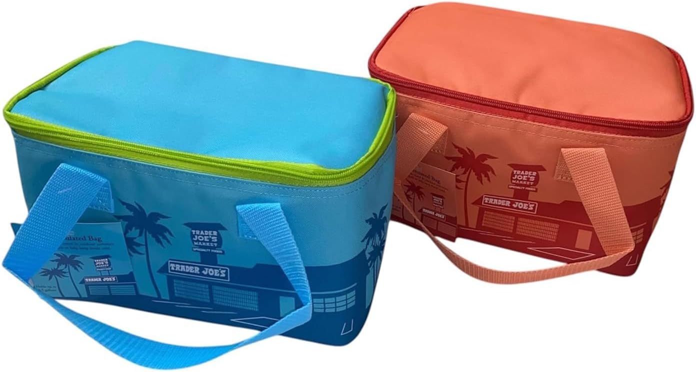 Trader Joe's Mini Tote Reusable Insulated Lunch Bag, Cooler Tote with Palm Tree Design 1.5gl