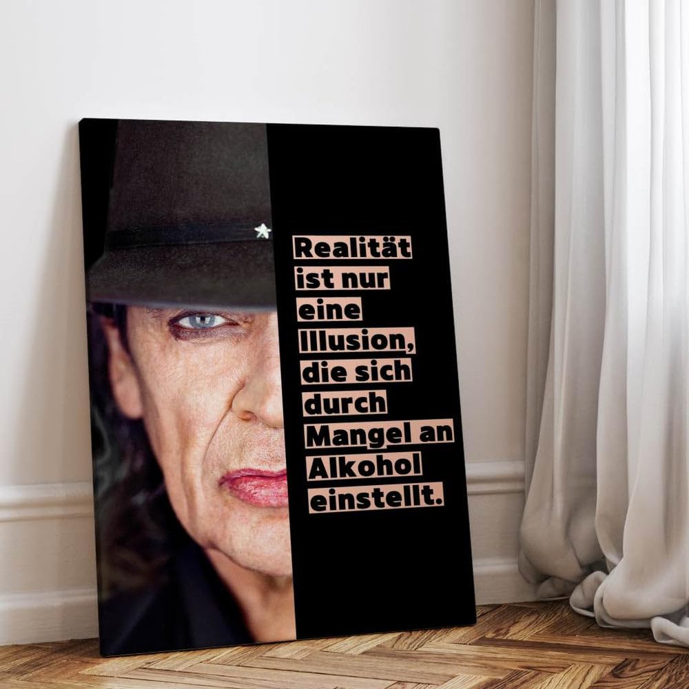 CANVEO Udo Lindenberg Bild Poster Leinwand, Geschenk Musik Kunstdruck, Rockmusik Deutschrock Rocklegende Wandbild, Spruch Zitat Musiklegende, Musikliebhaber Fanartikel
