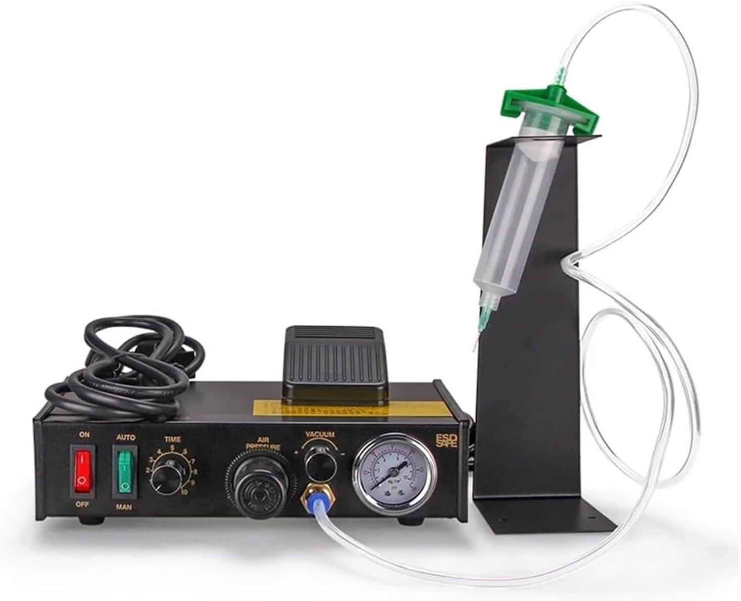 Pneumatic Liquid Adhesive Dispenser - 0.01ml Minimum Drop Volume, 1-30s Automatic Timing, Foot Pedal & Manual Switch, Ideal For Optics, Jewelry, Machinery