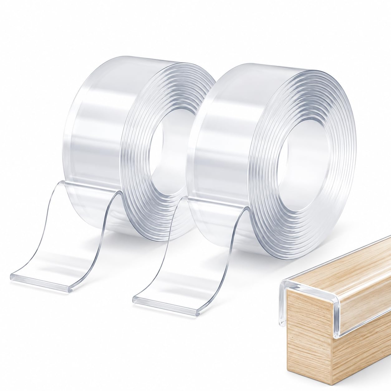 2-Roll Edge Protector, Nano Double-Sided Tape, Corner Protectors, Proofing Edge Protector, Wall Corner Protectors, 3m x 2cm x 2mm Double-Sided Adhesive Tape for Home Item Fixing, Office Mounting