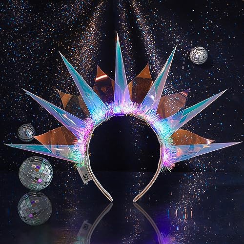 Fashband Light Up Headband LED Crown Hair Bands Flash Goddess Headband Luminous Glowing Laser Party Festival Hair Accessories for Women - Image 2