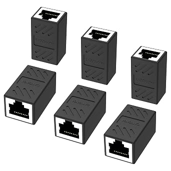 RJ45 Ethernet in-line Adapter Keystone Coupler for Cat8/Cat7/Cat6/Cat5e/Cat5, Female to Female Ethernet Cable Extender for PC Router Modem PS5 Xbox 6 Pack Black