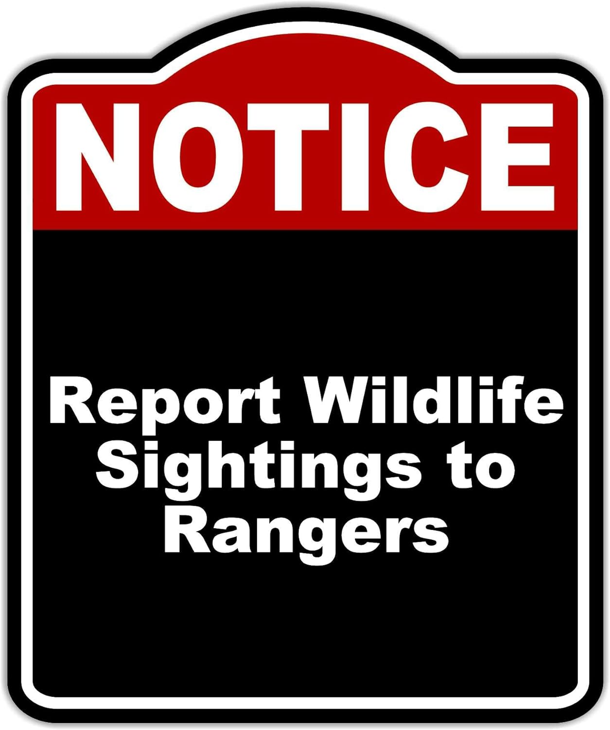 Report Wildlife Sightings to Rangers Notice Red Black Aluminum Composite Sign 20 x 24 inches
