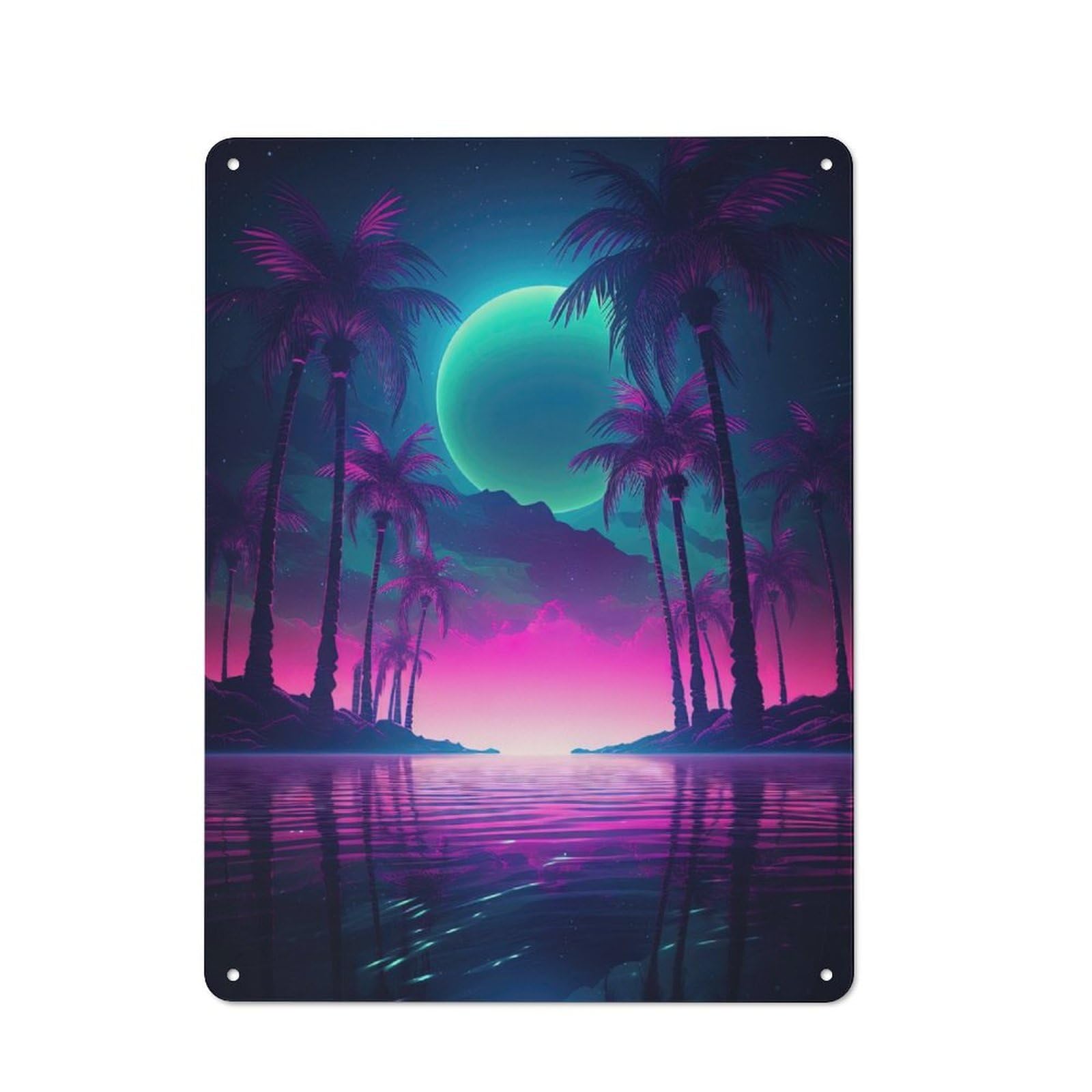 Junmoney Retro Synthwave Oasis Vintage Printed Metal Sign 40X30cm For Workshop Wall, A Decorative Gift For A Newly Furnished Workshop