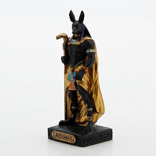 Miniatura 4 de Veronese Design Figura de resina egipcia Anubis de 3 3/8 pulgadas pintada a mano con acabado en oro negro