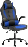 FDW PC Chaise de jeu Bureau ergonomique chaise de bureau avec accoudoirs et lombaire Support High Back PU Chaise de course exécutive en cuir pour la maison (Blanc)