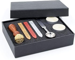 Cute Owl Wax Seal Stamp Kit Gold/Red/Silver Wax Sticks, Decorating on Invitations Mail Envelope Packings for Birthday Themed Parties Weddings Signatures etc