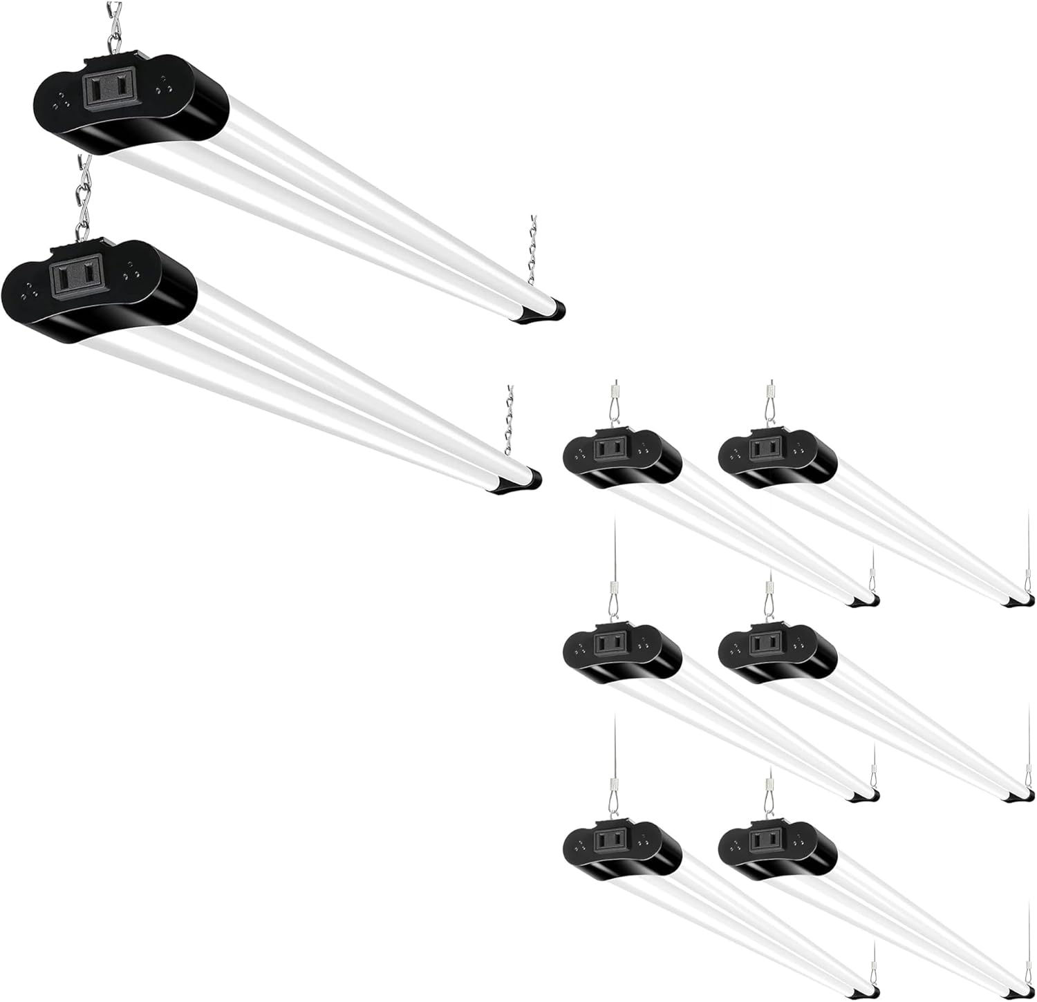 hykolity 5000K LED Shop Light Linkable, 4FT Daylight LED Ceiling Lights for Garages, Workshops, Basements, Hanging or FlushMount, Included Power Cord and Pull Chain,ETL