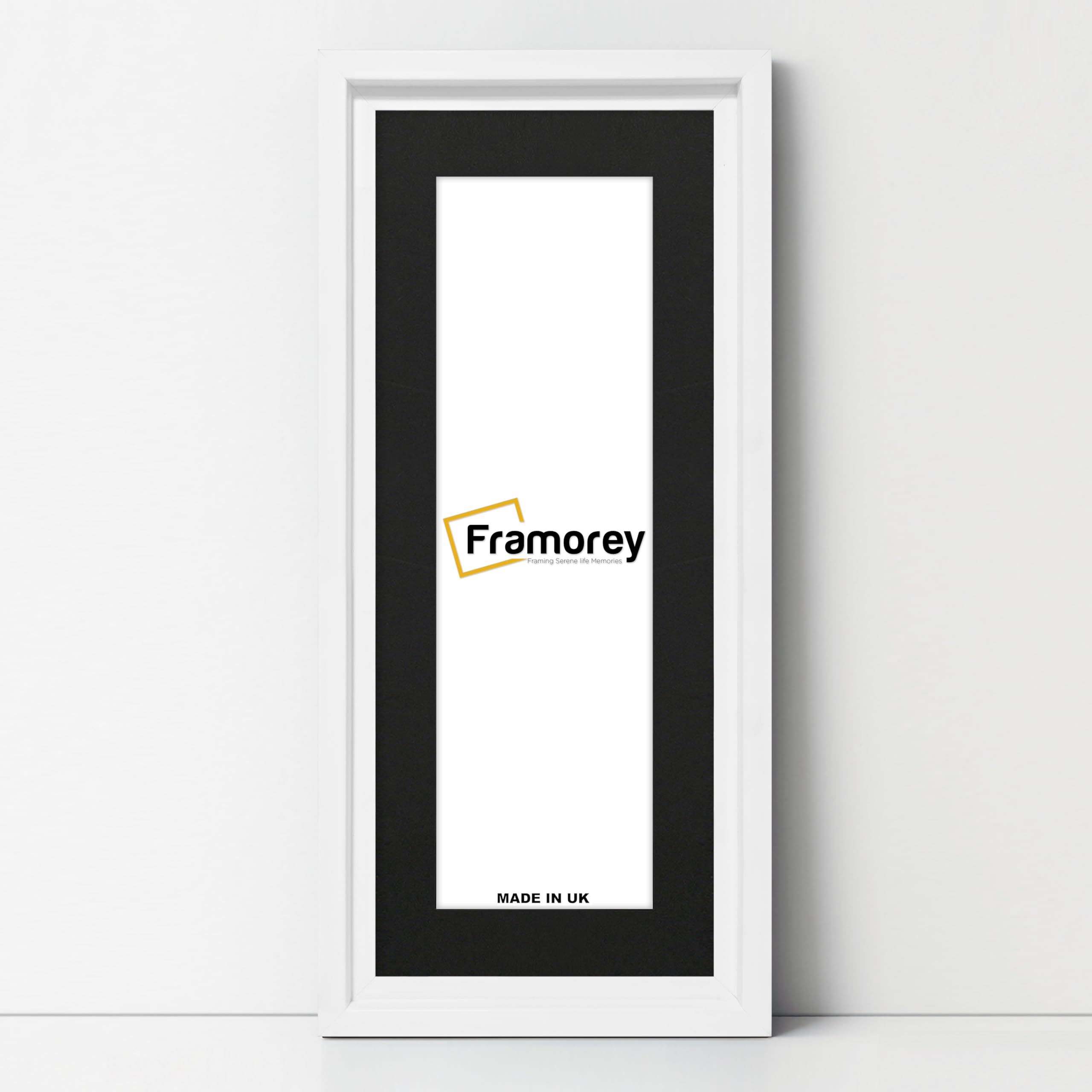 FRAMOREY Panoramic Style Picture Frame, 28x12" Size White Photo Frame With 24x8" Size Black Mount, Oslo Style Wall Art Hanging Frames
