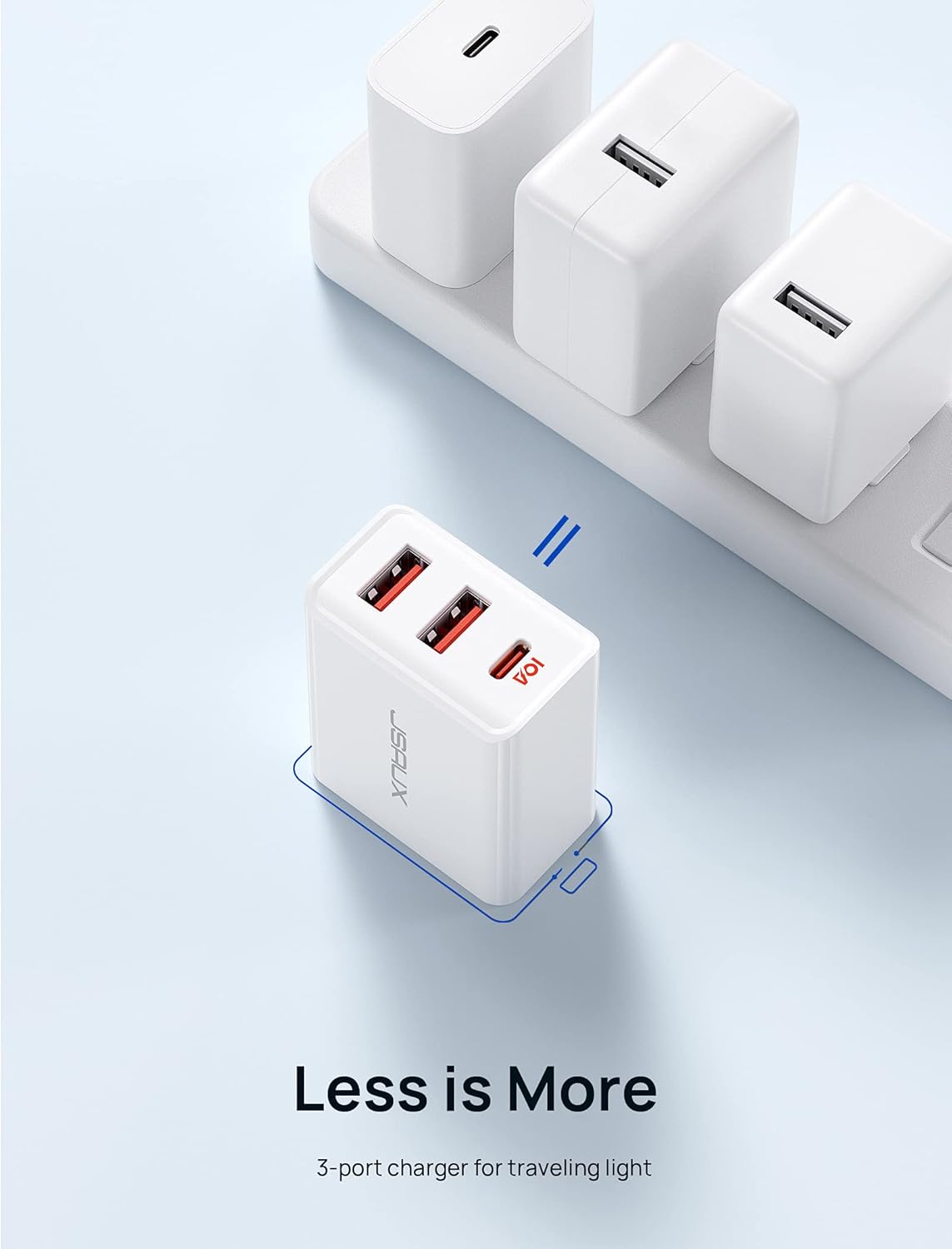 Diagram showing universal compatibility for JSAUX charger with various devices
