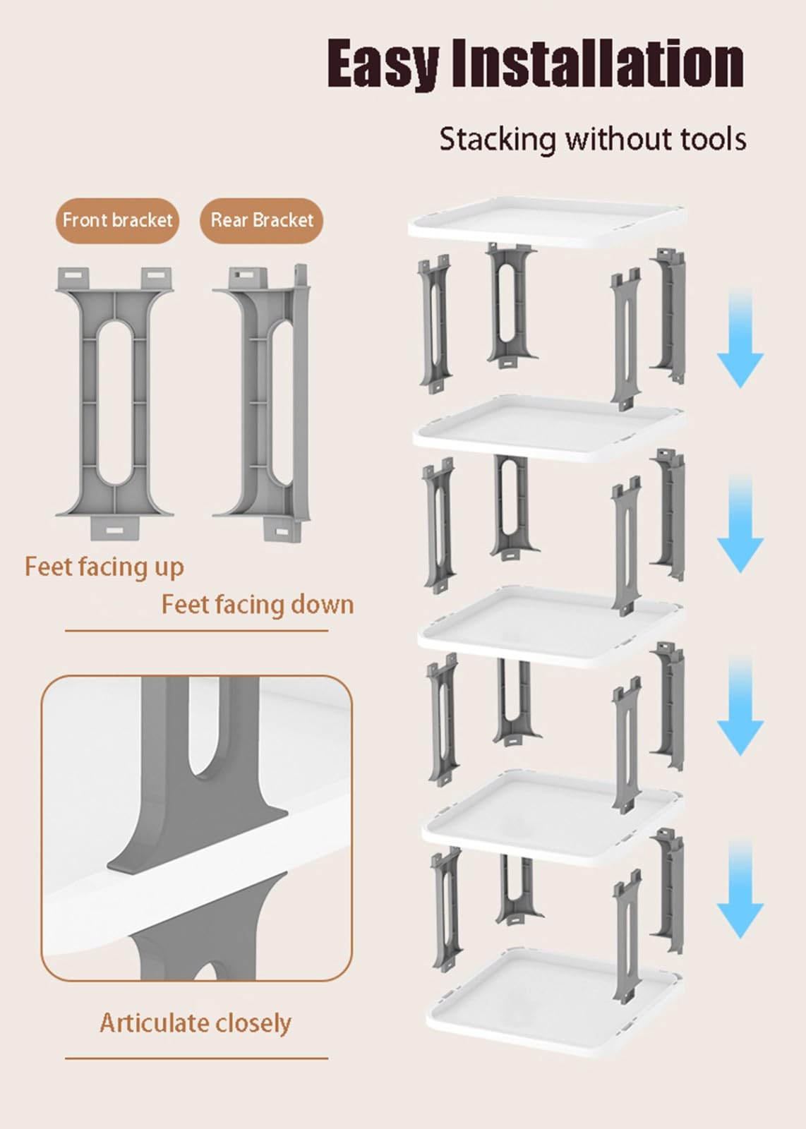 Stapelbares Schuhregal, schmaler Schuhschrank, vertikaler Schuh-Organizer, stapelbare Schuhregale für Flur, Eingangsbereich, Tür, Schlafzimmer, frei stapelbar