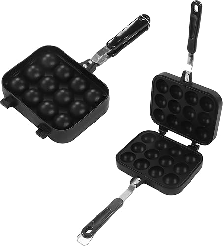 Miniatura 9 de Máquina Takoyaki de 12 agujeros, sartén Takoyaki de doble cara para hornear, sartén antiadherente para parrilla Takoyaki, molde para tartas, máquina