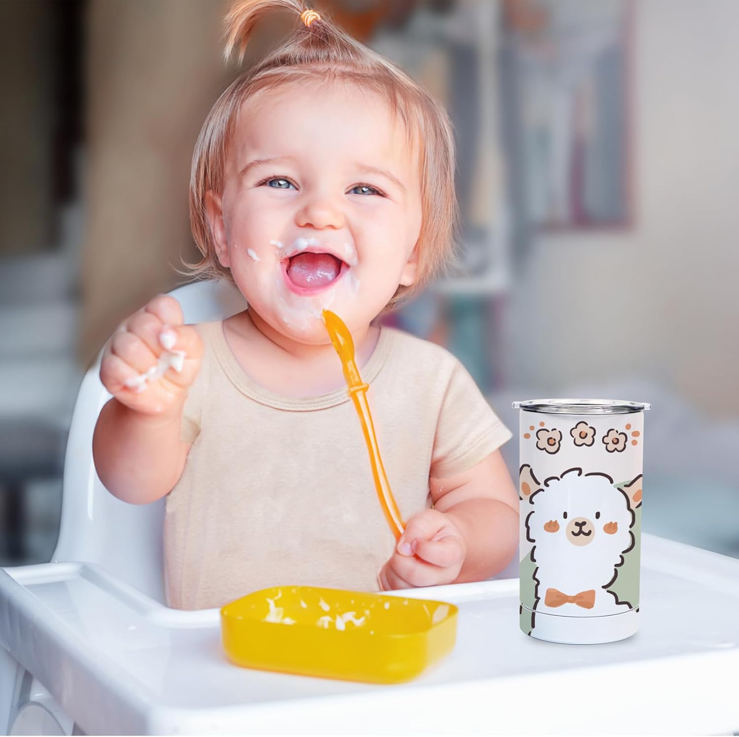 24 Pack Sublimation Blanks Sippy Cup Baby Bottle with Handles Straight Stainless Steel Insulated Skinny Tumblers with Splash proof Lid 12 oz Shatterproof Water Tumbler - Image 8