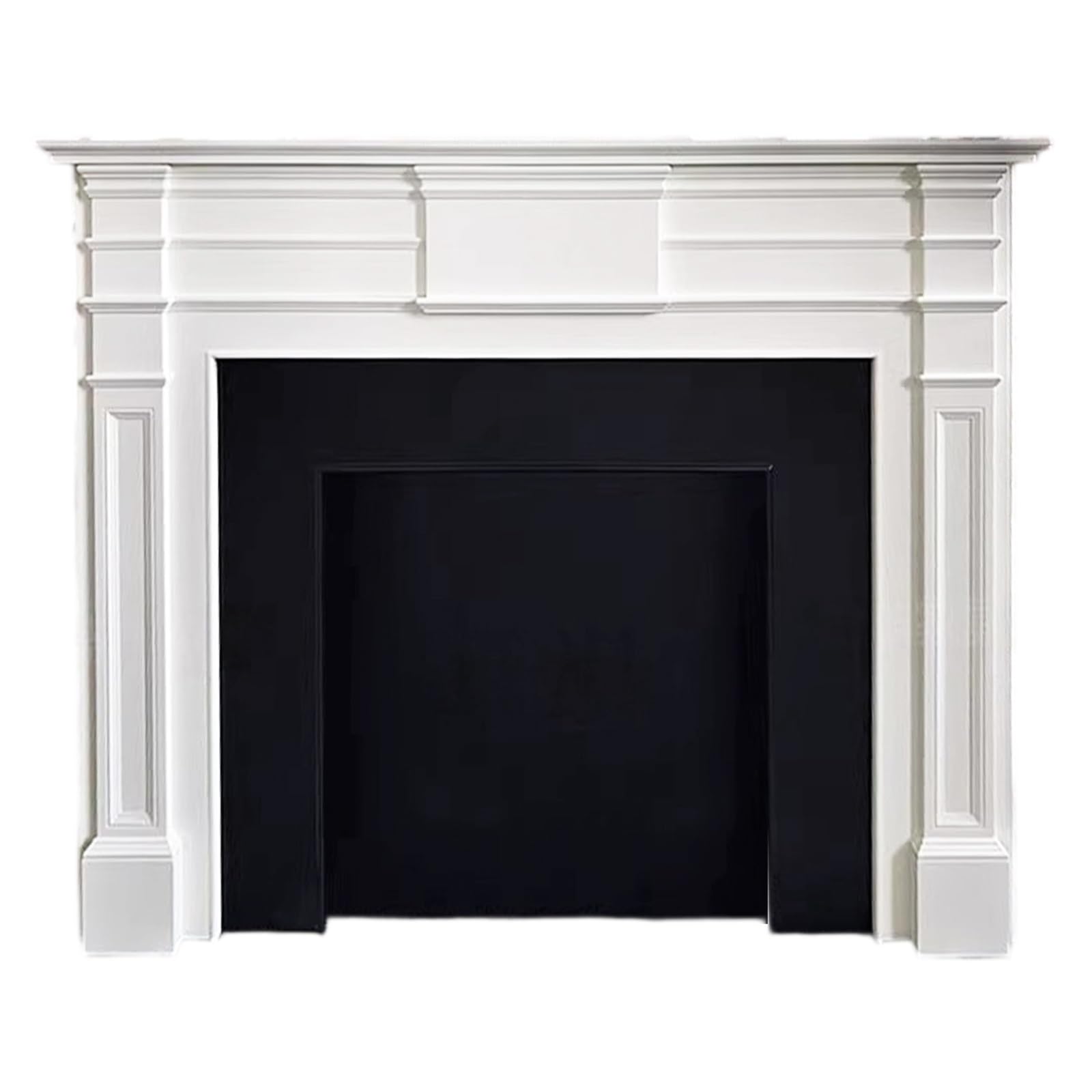Mantels Surrounds Solid Birch Wood White Fireplace Mantel Decorative Surround with Paneling Decorated Frame