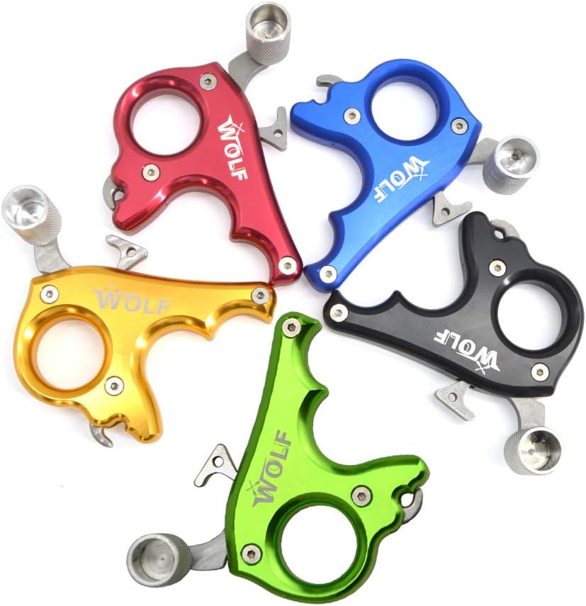 SHARROW Archery Compound Bow Release Aid 3-Finger Hand Held Bow Release Aluminum Trigger Caliper Hunting Shooting Accessories (Yellow)