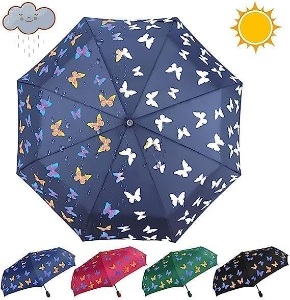 Butterfly Design Change Double Canopy Travel Waterproof Umbrella with