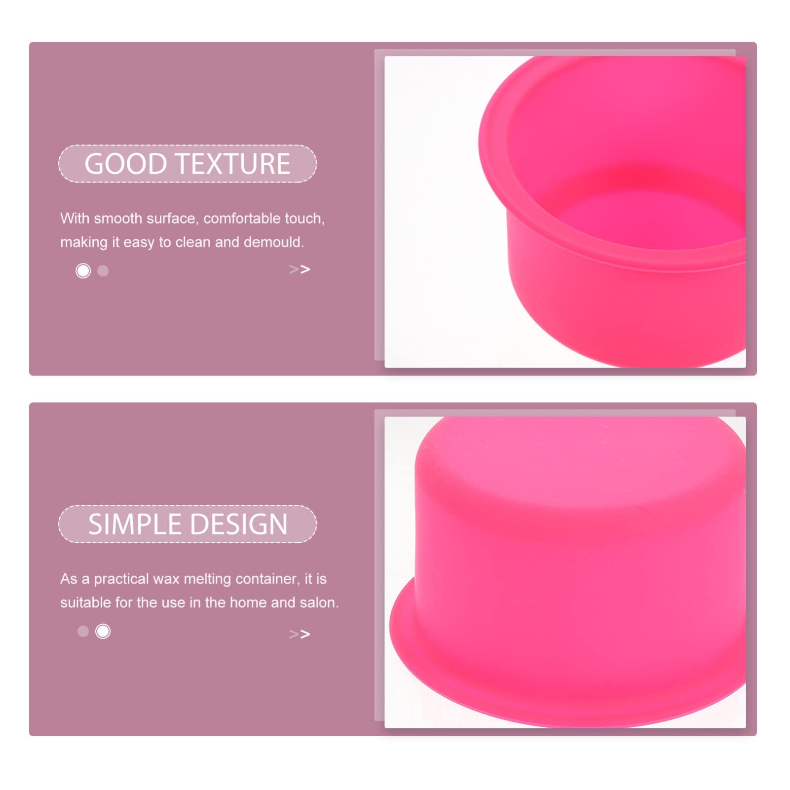 STOBOK 5pezzi Pot Silicone Per Cera Da Depilazione Contenitore Antiaderente e Con Design Sicuro e Pratico Per Cera Fai Da Te Colore Rosa
