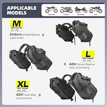 Rhinowalk Motosiklet Eyer Çantaları Su Geçirmez Titreşim Önleyici Motor Yan Çantalar Omuz Çantası Motosiklet Panniers 48L (24L* 2) çoğu Macera ve Spor Bisiklet Motosiklet Rafları için, 1 Çift