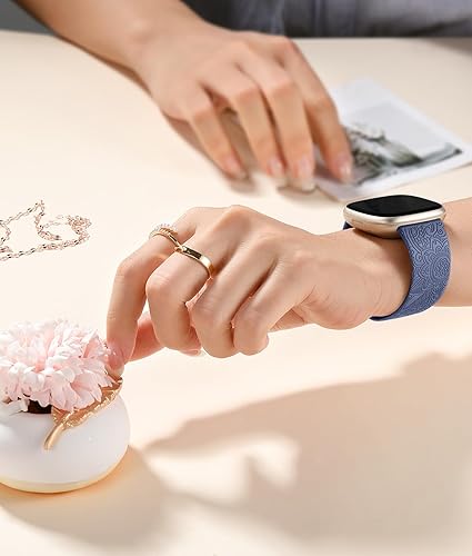 Vista 46 de Odbeai Correa compatible con correas Fitbit Versa 4/3 para mujer/Sense 2/Sense, bonita correa de repuesto suave con patrón floral bohemio para Negro