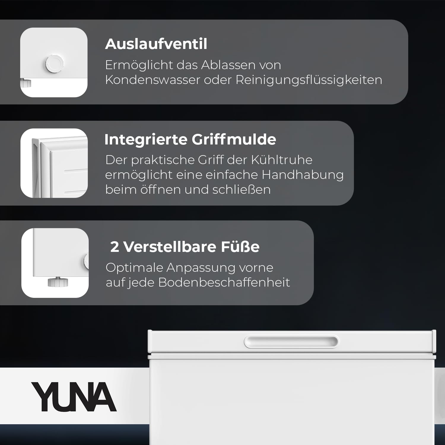 YUNA FROSTER 100 Gefriertruhe DUAL Modus mit Drahtkorb 4 Sterne Gefrierfach weiß