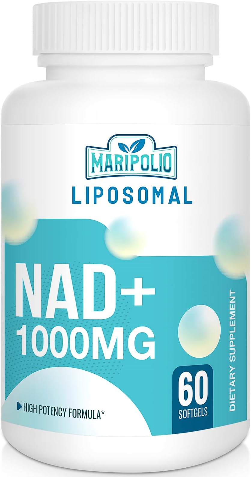 Maripolio Liposomal NAD+ Supplement 1000 mg | Highest NAD Pontecy | Max Absorption | Pure NAD Supplement | Energy and DNA Repair, Aging Defense, Brain Function | 60 Softgels