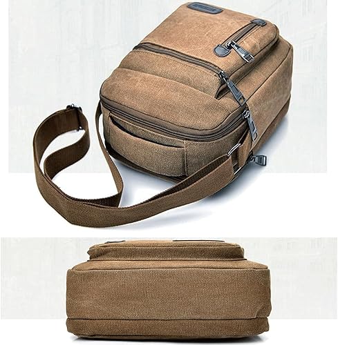 Miniatura 2 de Bolso bandolera para hombre, bolso cruzado de lona vintage, bolso de hombro, bolso pequeño para mujer, 8.8 x 11 x 3.5 pulgadas