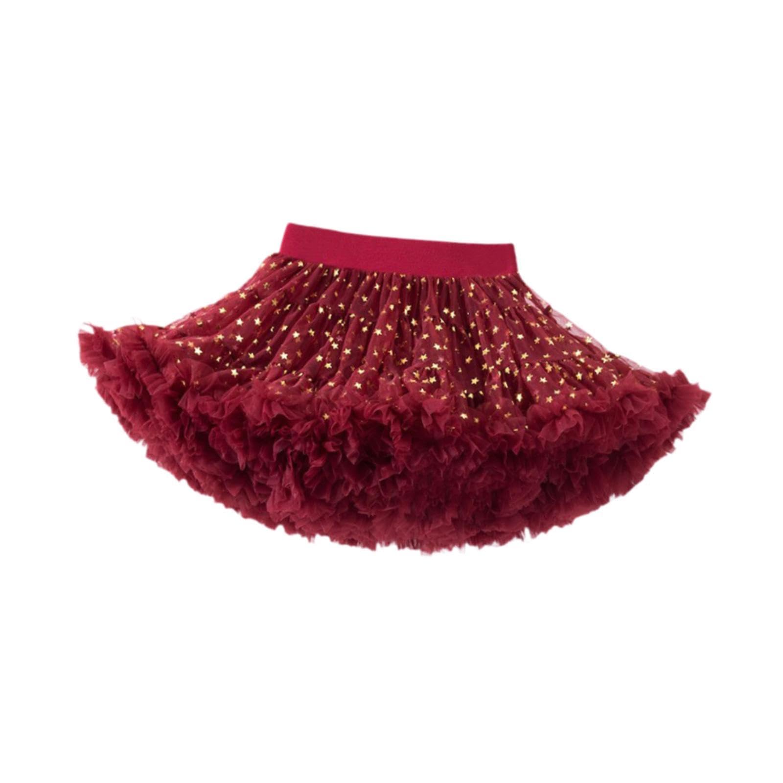 Girls Tutu Skirt with Layered Tulle Design for Dance Ballet Performances, L Size with Star