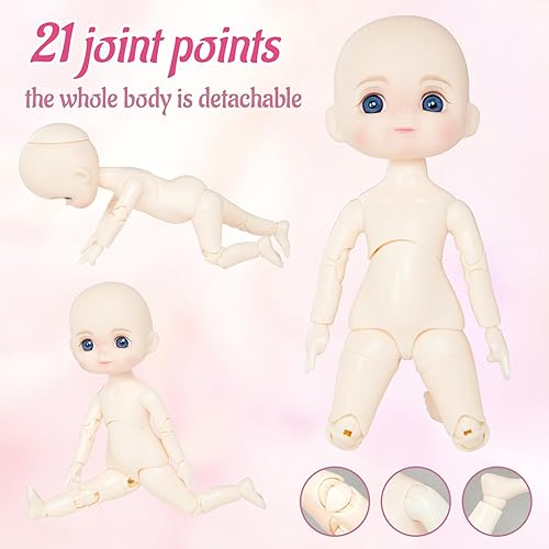 Miniatura 8 de BJD Muñeca 18 SD Muñeca articulada de 9 pulgadas, juguetes de bricolaje con juego completo de ropa, zapatos, peluca, maquillaje, cumpleaños para