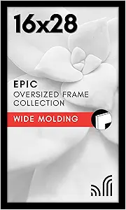 Americanflat 16x28 Picture Frame with Polished Plexiglass - Black Picture Frame - Wide Photo Frames Made of Engineered Wood for Vertical or Horizontal Wall Display - Epic Collection - Black