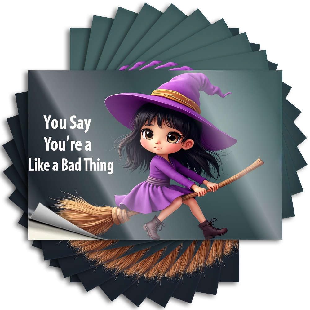 Sticker Beauty Peel and Stick - A Witch Flying On A Broomstick. Hard Southern Waterproof Vinyl for Antimicrobial(6X9CM)