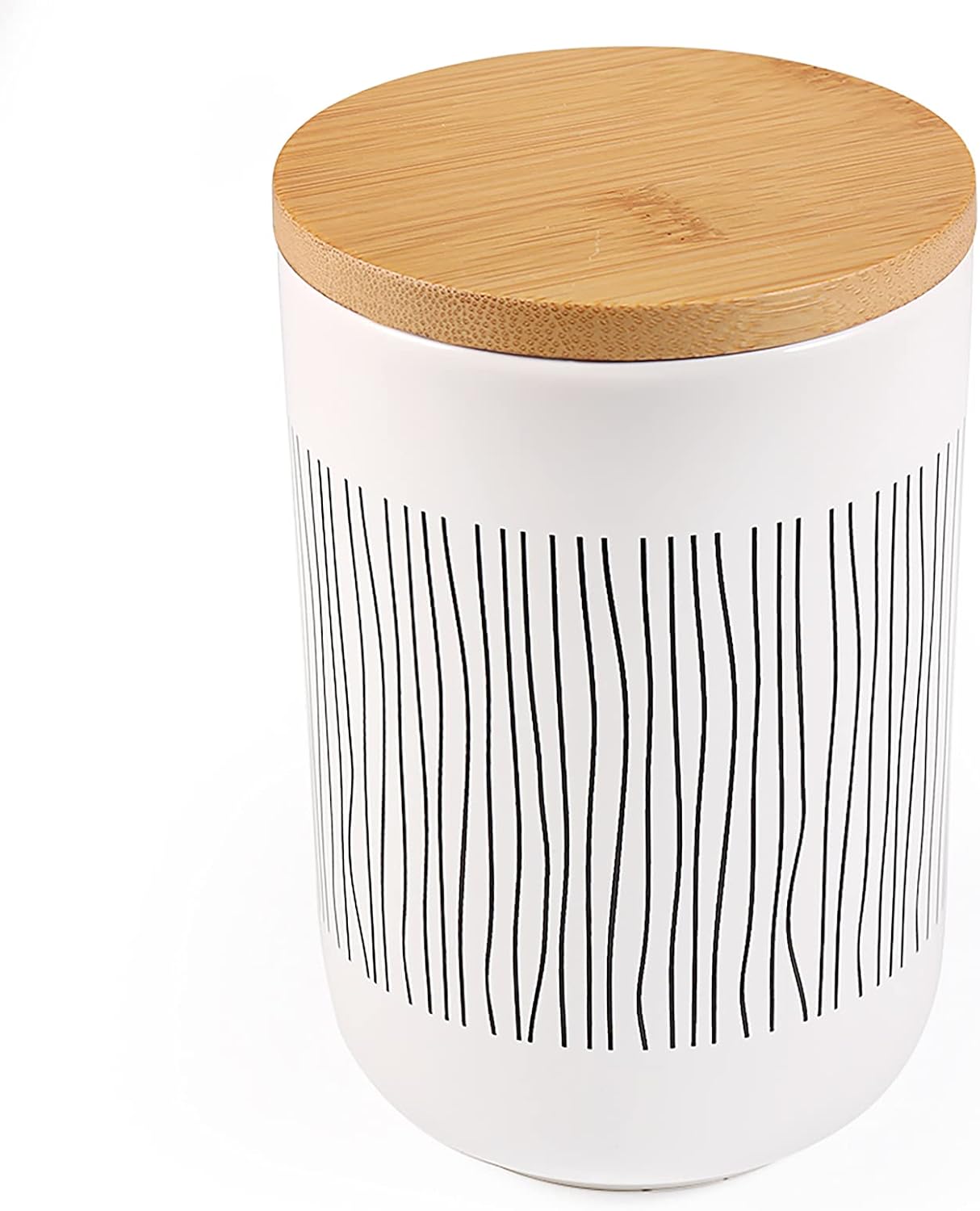 77L Food Storage Canister, 19.59 FL OZ (580 ML) Ceramic Food Storage Canister with Airtight Wooden Lid - Food Storage Jar with Round Bottom for Serving Oatmeal, Cookie, Coffee and More