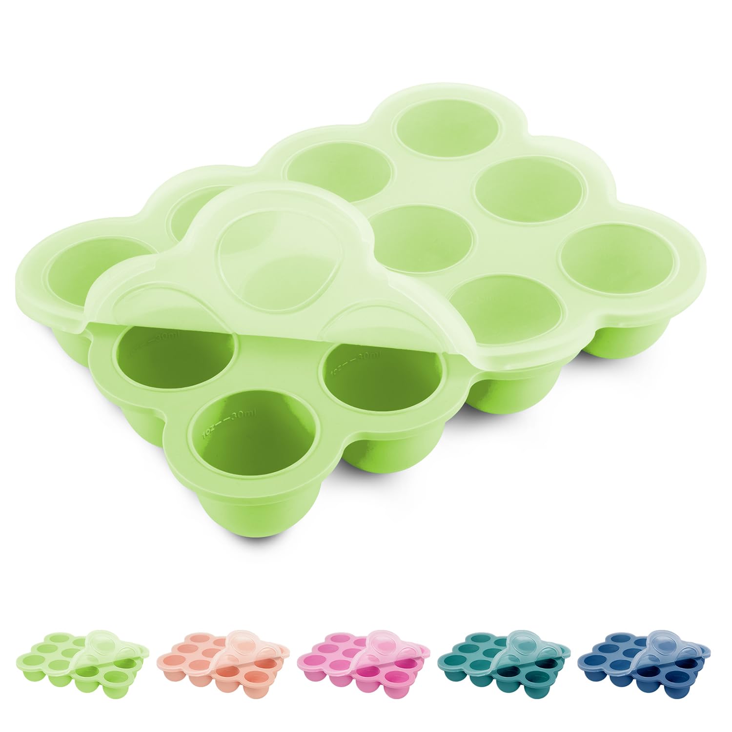 Baby Food Freezer Tray with Clip on Lid, 12 x 1.5 Ounce Baby Food Storage Container, Baby Silicone Freezer Molds for Fruit Purees & Vegetables (Bright Green) Baby Food Freezer Tray with Clip on Lid, 12 x 1.5 Ounce Baby Food Storage Container, Baby Silicone Freezer Molds for Fruit Purees & Vegetables (Bright Green)