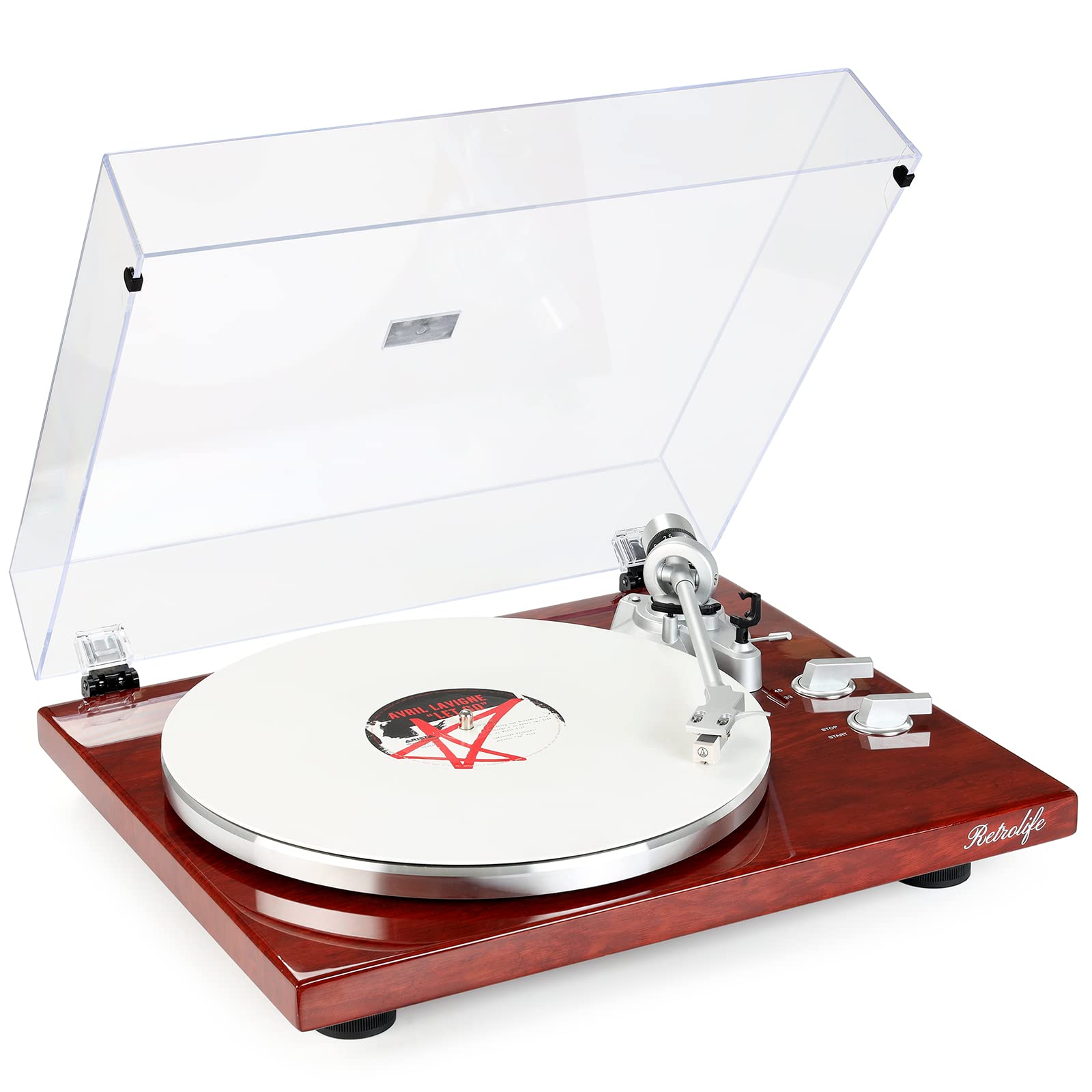 Record Player Turntables Belt-Drive with Wireless Output Connectivity Vinyl Player 33&45 RPM Speed Phono Line Out USB Digital to PC Recording ATN3600L MM Cartridge Stylus&Counterweight Piano Shiny Red