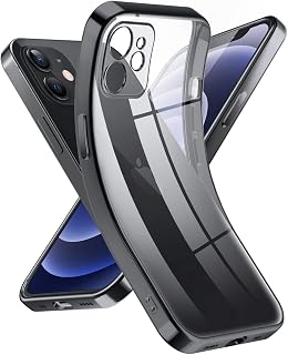 Supdeal Funda para iPhone 12 Mini Case Silicona Transparente Anti Amarillo Crystal Carcasa Bumper Militar Antigolpes Capa Protector Cámara Estuche Ligera Ultra Fina Slim, 5,4", Negro
