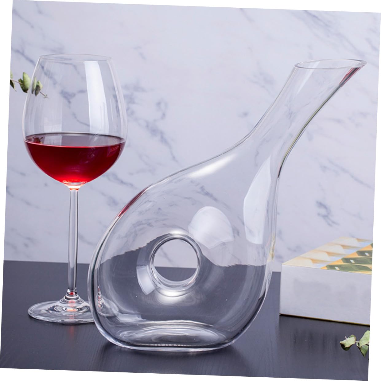 MAGICLULU Kreativer Weinausgießer aus Glas mit Belüftung zur Geschmacksverbesserung Flachem Boden und Eleganter Form für Zuhause und Besondere Anlässe