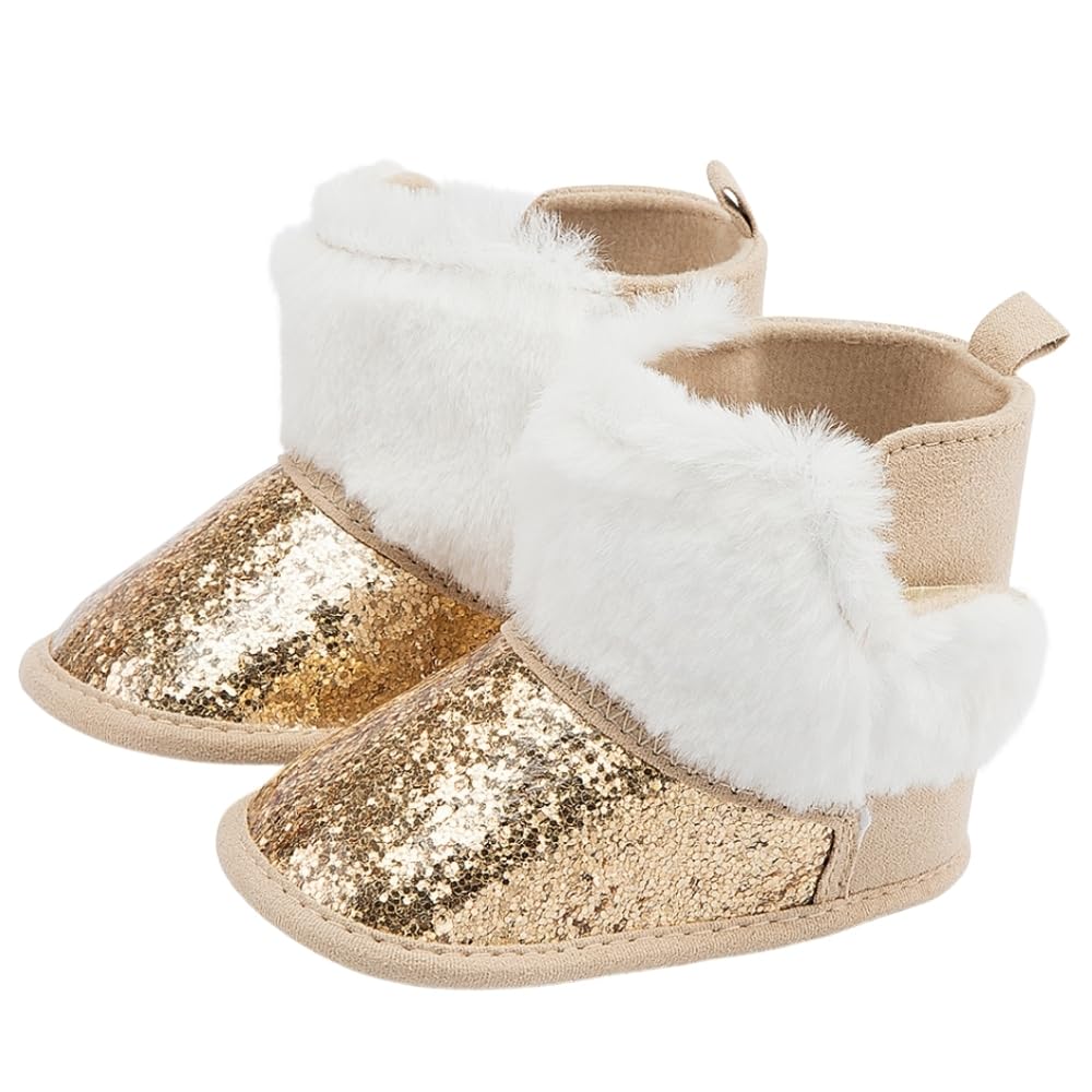 neska moda 6 To 12 Months Baby Girls 6 To 12 Baby Girls Glittery Back Side Hook & Loop Closure Booties (Gold) - BT5090-picture-44