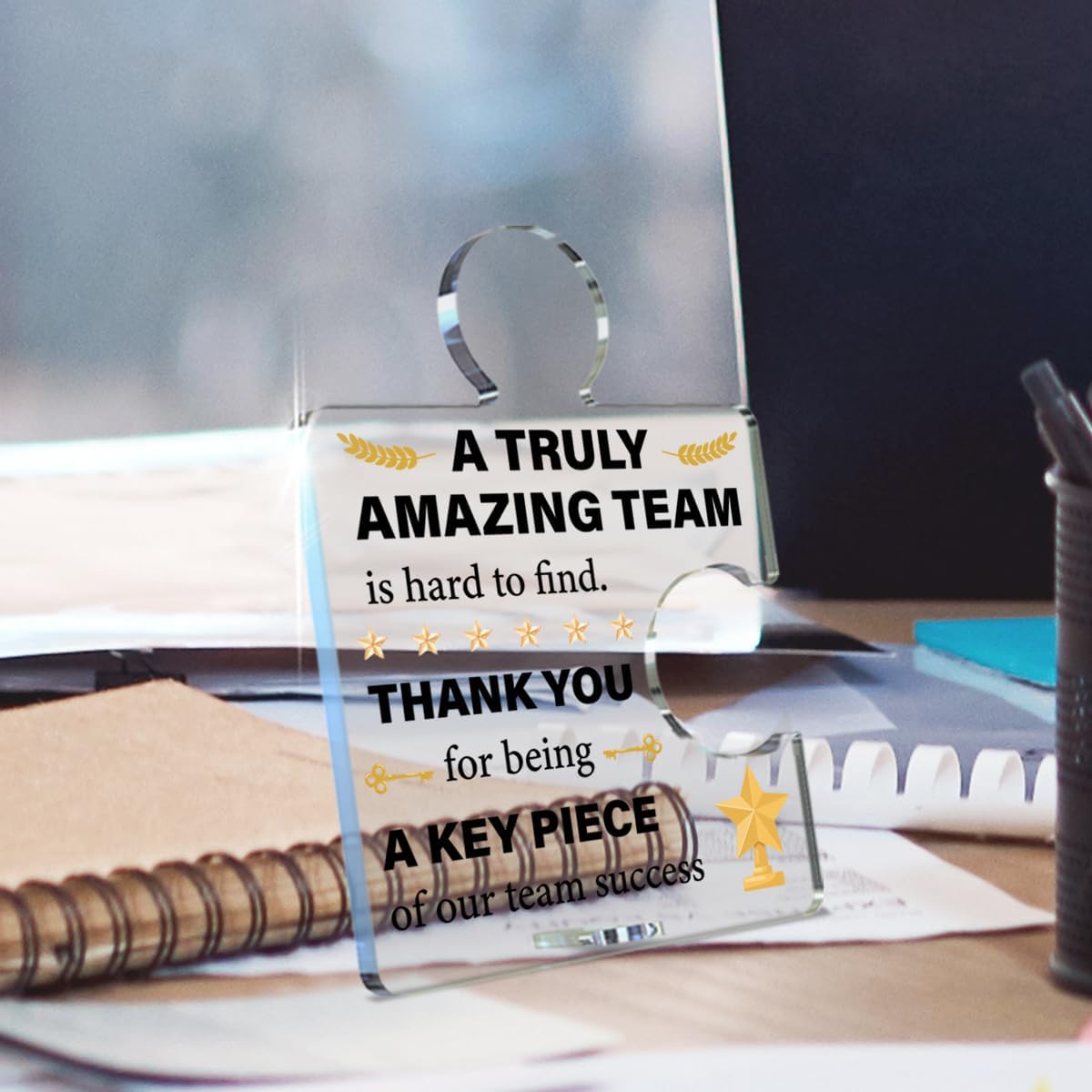 Team Gifts for Employees, Teamwork Gift Thank You Appreciation Gifts for Employees Coworkers Work Team Acrylic Puzzle Piece Plaque Sign Office Desk Decor - Image 3