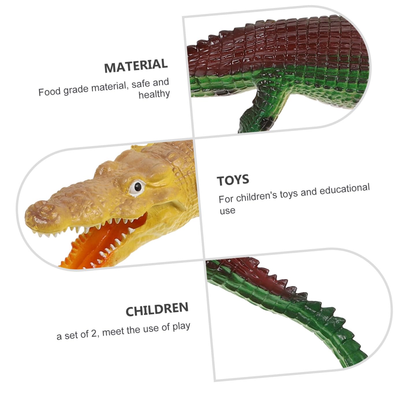 Kisangel Giocattolo Realistico Coccodrillo 40cm in Plastica Verde, 2 Pezzi