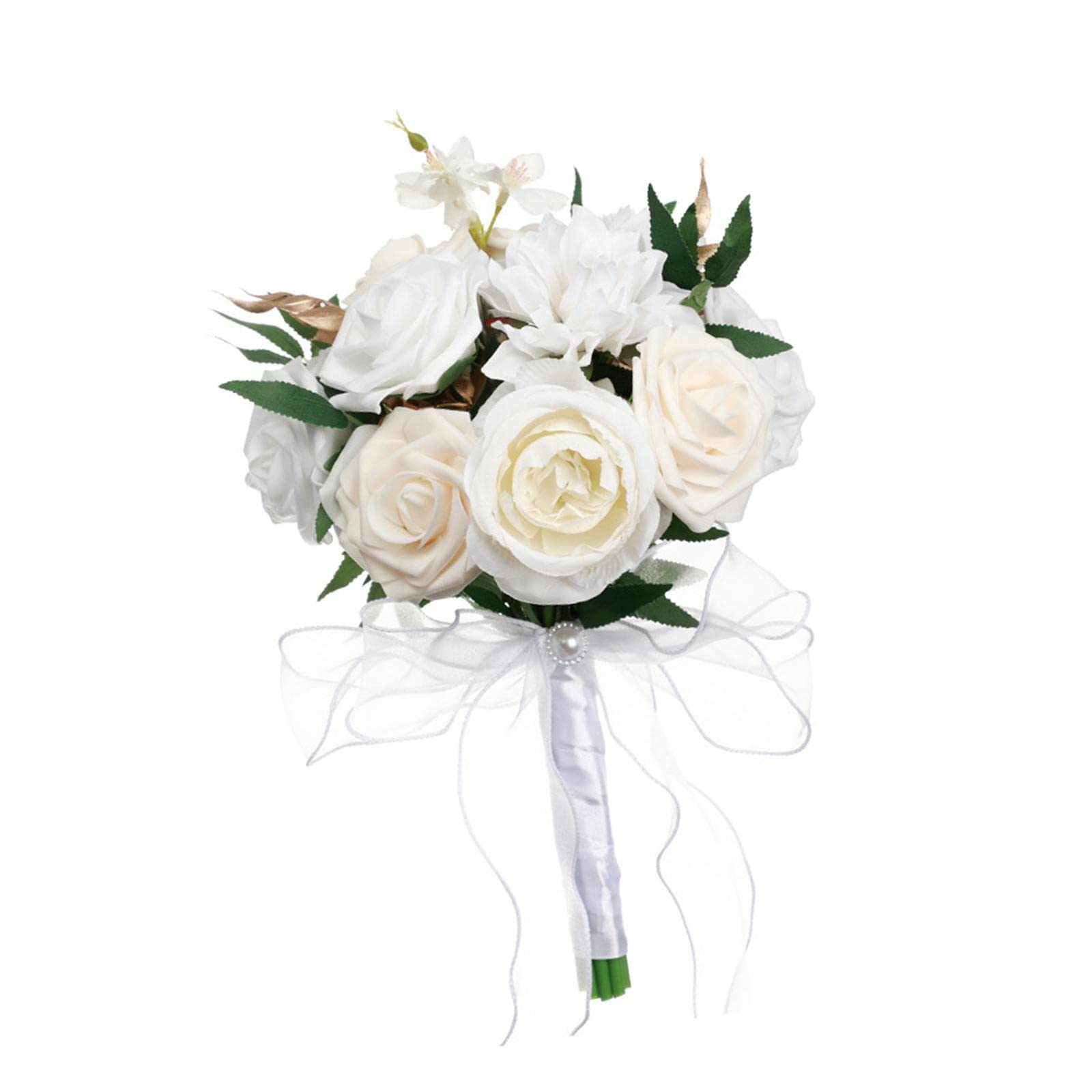 Romantico Bouquet da Sposa Fatto a Mano, Ideale da Lanciare per Le Damigelle d'Onore, Perfetto per Addii al Nubilato, Come Decorazione per La Casa, Bianco