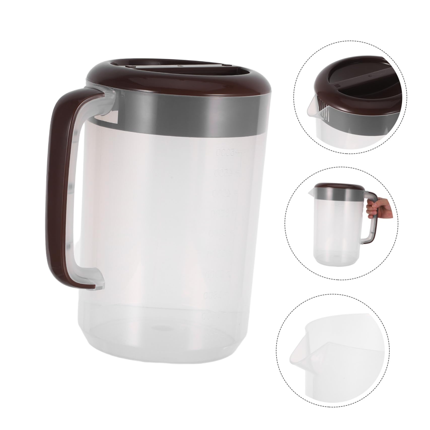 Ciieeo Kunststoff Wasserkrug mit Deckel 5 Liter Pp Material Messskala Kühlschrankkrug für Kalte Getränke Saftkrug mit Großem Fassungsvermögen und Verdicktem Design