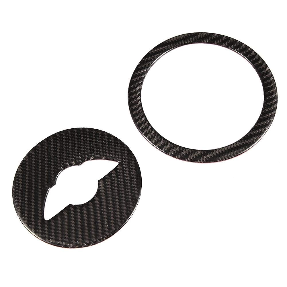 KSTE Pokrowiec na kierownicę z włókna węglowego, akcesoria do Mini Cooper Clubman, Countryman, Paceman R55 R56 R60 R61 - czarny, 1+2