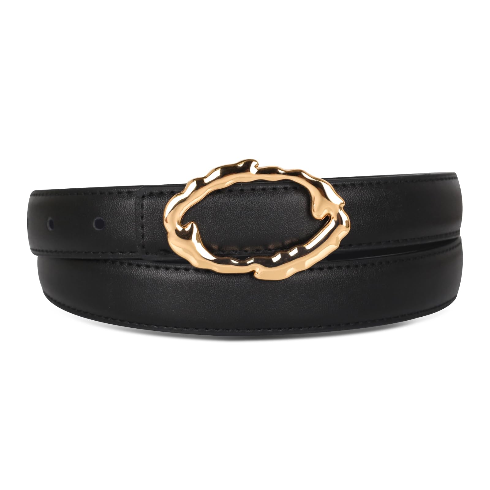 Women's Leather Belt with Buckle - Ideal for Dresses, Jeans, and Coats