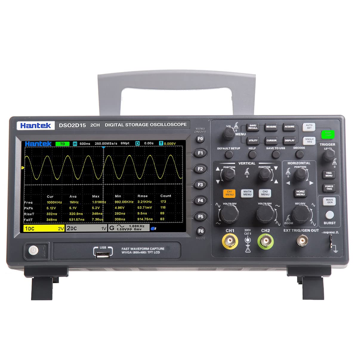 Front view of Hantek DSO2D15 Oscilloscope