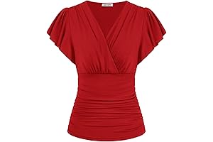 2024 Womens Tops Summer Wrap Blouse V Neck